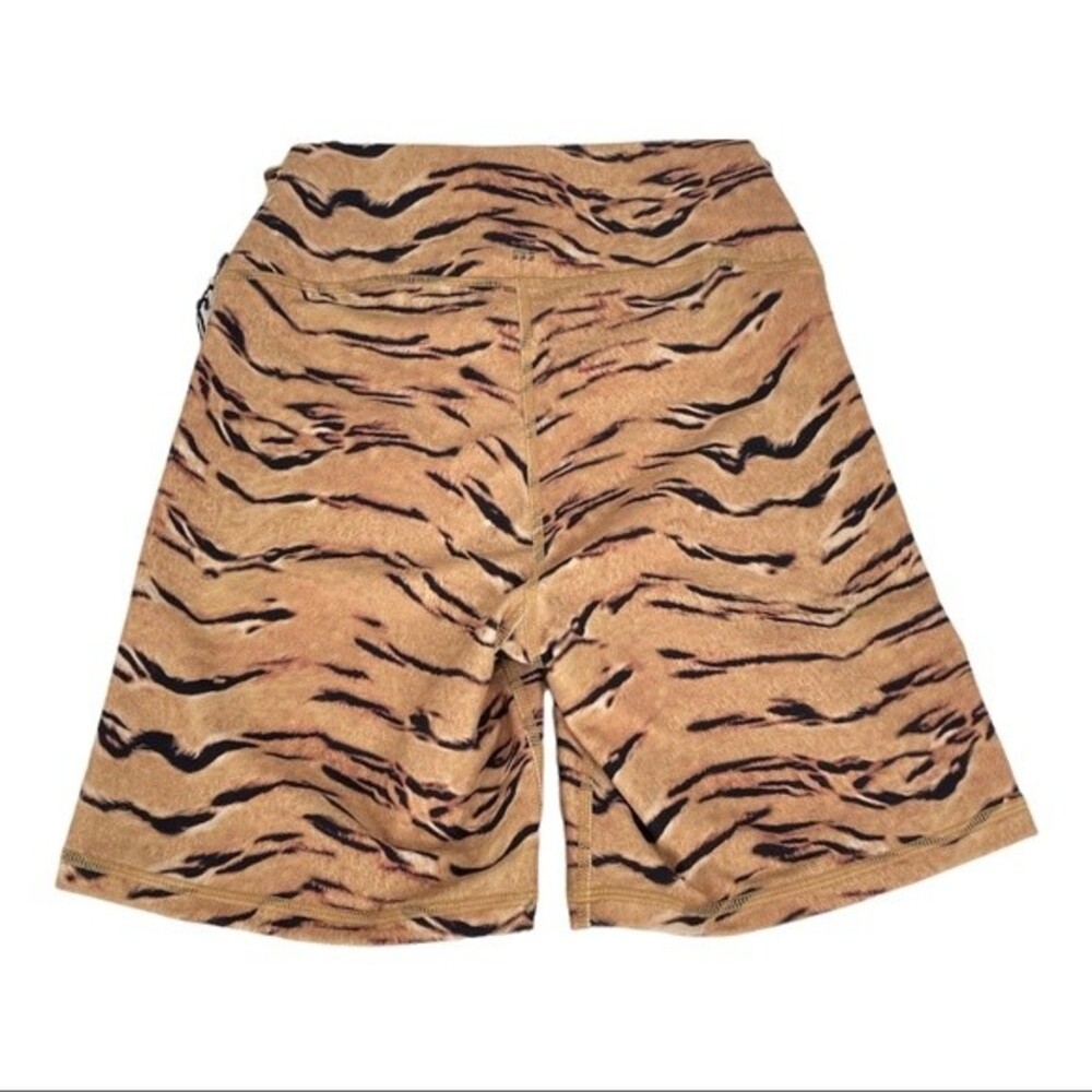 We Wore What Tiger Print Chain Bike Shorts Tan Black Size Small